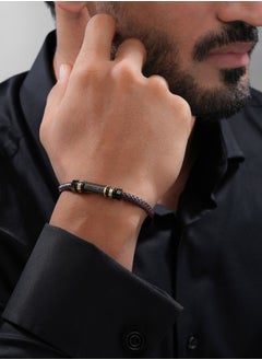 CERRUTI 1881 NarcisoTwo Tone Grey-Bronze and Brown Leather Bracelet  - Image 4