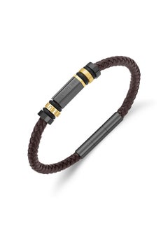 CERRUTI 1881 NarcisoTwo Tone Grey-Bronze and Brown Leather Bracelet  - Image 2