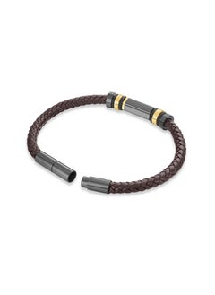 CERRUTI 1881 NarcisoTwo Tone Grey-Bronze and Brown Leather Bracelet  - Image 3