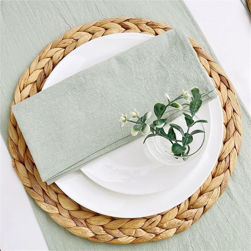 Light Green Cotton Cloth Napkins 12Pcs 30x45cm Kitchen Serviette Table Decoration - Image 2