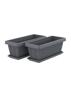 36" Cedargrain Rectangular Set of 2 Planter with Tray