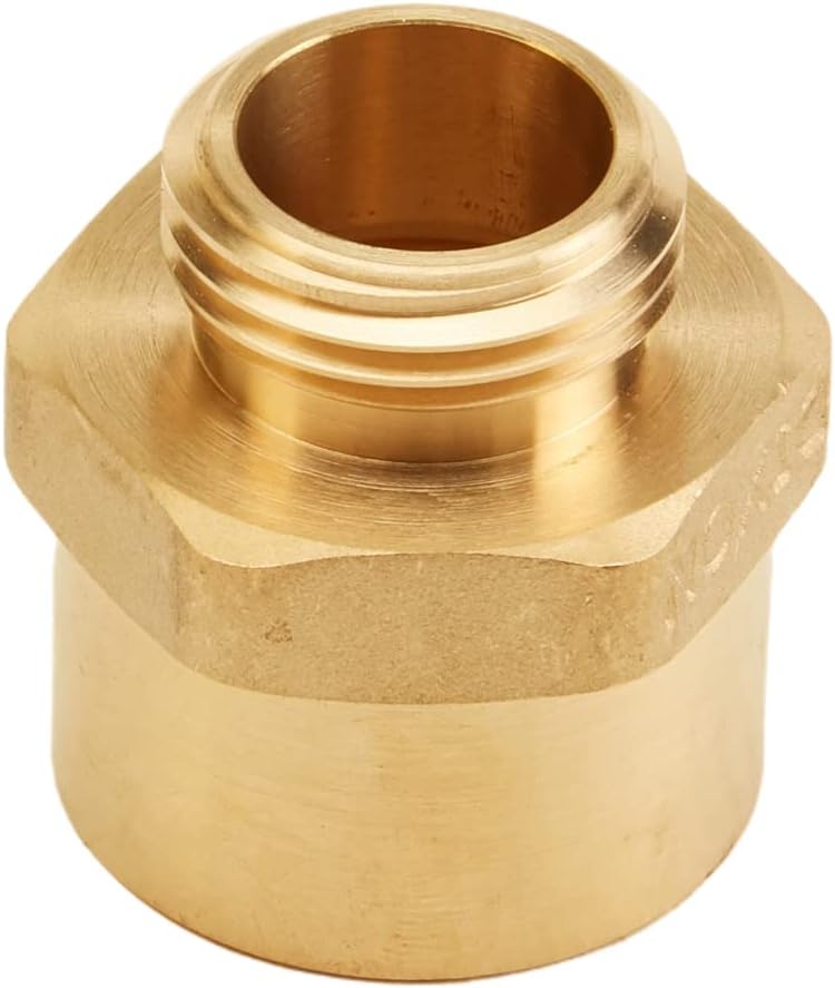 FireHoseDirect Brass 1" Female NPT to Male GHT Garden Hose Adapter - Image 1