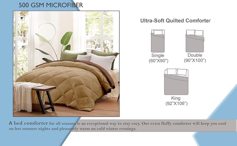Day Care 500 GSM Microfiber Heavy Winter Comforter for Double Bed Ultra Soft Dual Colour Winter Blanket 90 x 100 Inches228cm x 254cm Comforter Double BedBeigeChocolate Brown - Image 4
