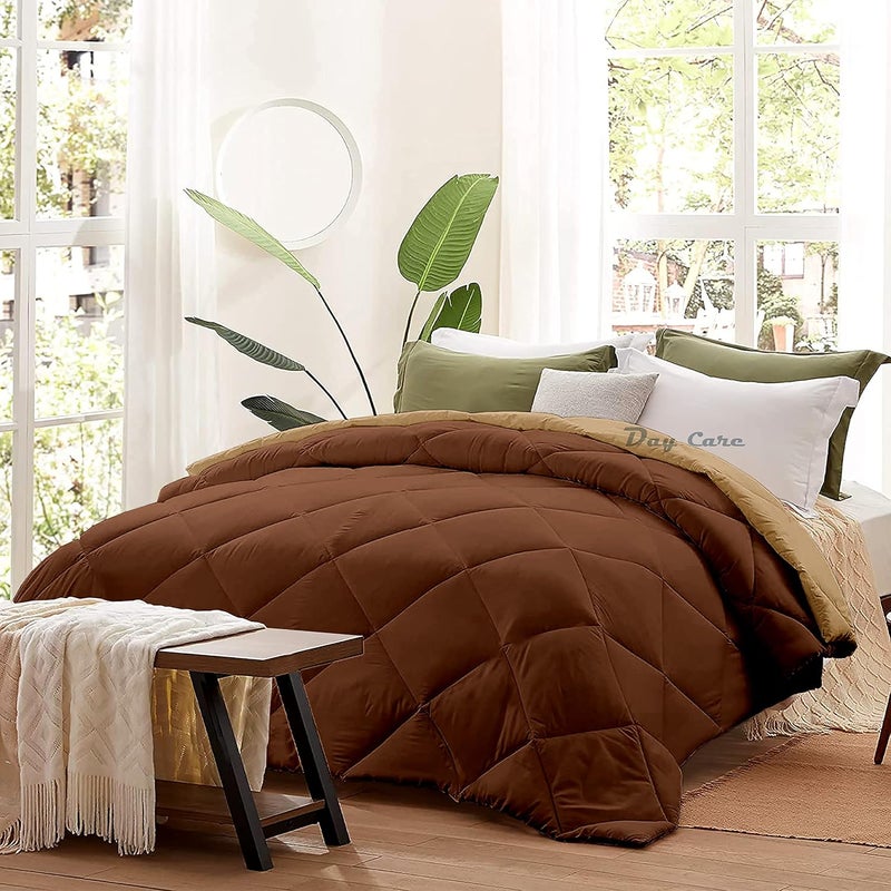 Day Care 500 GSM Microfiber Heavy Winter Comforter for Double Bed Ultra Soft Dual Colour Winter Blanket 90 x 100 Inches228cm x 254cm Comforter Double BedBeigeChocolate Brown - Image 2