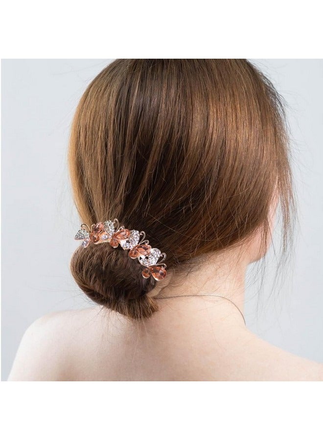 Beauenty Set of 2 Rhinestone Hair Comb Hair Accessories Comb Butterflies and Flowers Hair Comb with Rhinestones Bridal Hair Accessories Hair Side Comb for Women and Girls - Image 2