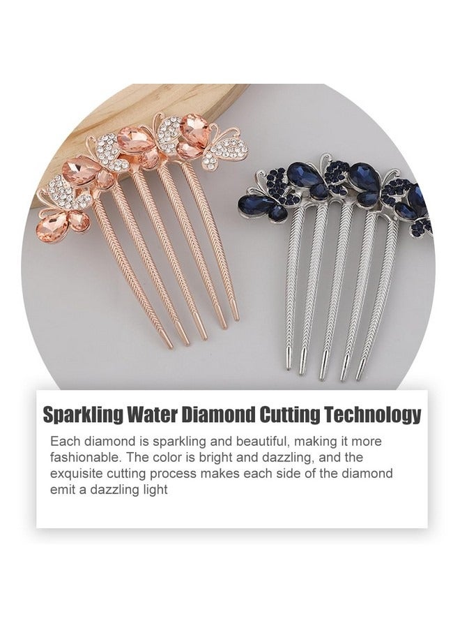 Beauenty Set of 2 Rhinestone Hair Comb Hair Accessories Comb Butterflies and Flowers Hair Comb with Rhinestones Bridal Hair Accessories Hair Side Comb for Women and Girls - Image 5