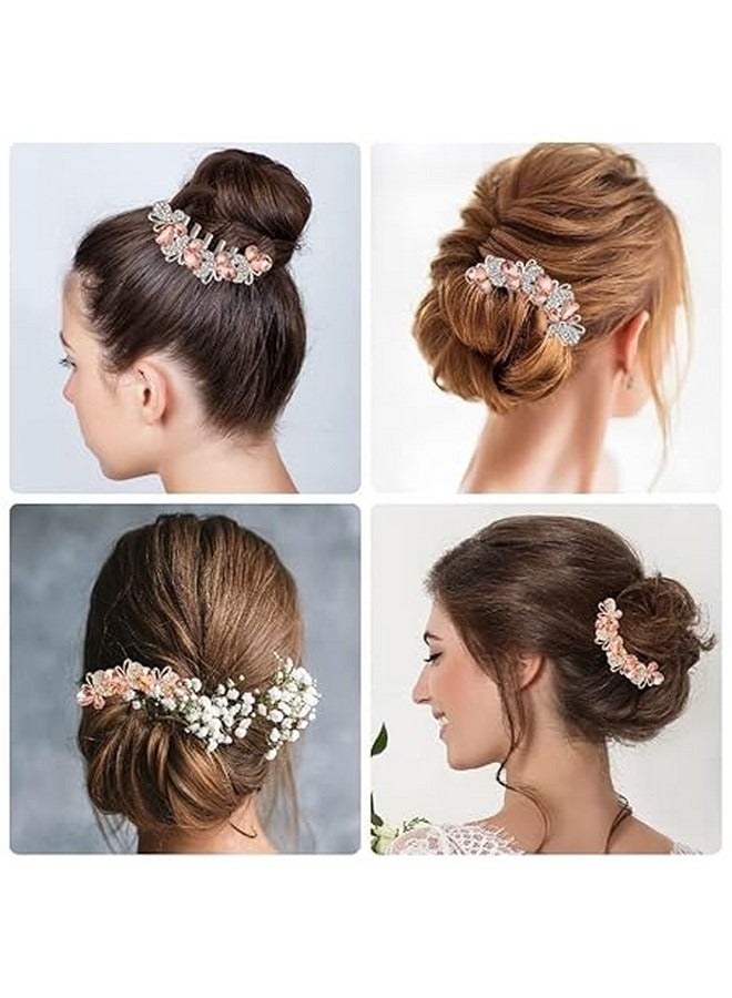 Beauenty Set of 2 Rhinestone Hair Comb Hair Accessories Comb Butterflies and Flowers Hair Comb with Rhinestones Bridal Hair Accessories Hair Side Comb for Women and Girls - Image 4