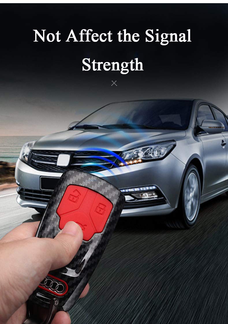 SANRILY 1Pcs Carbon Fiber Texture Car Key Cover for Audi A4 Q7 Q5 TT A3 A6 S5 B9 FV Keyless Entry Remote Keychian Holder ABS Full Protection Key Shell Case Black - Image 4