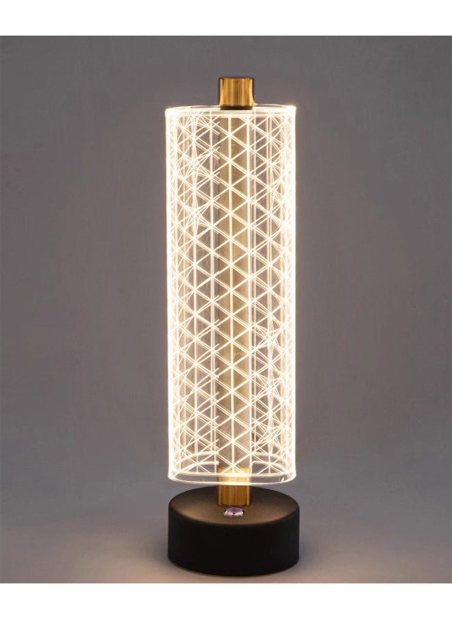 ATM Nordic Small Waist Table Lamp with Patterned Acrylic Shade and Metal Base-Ideal for Bedroom,Living Room,and Study  - Image 1