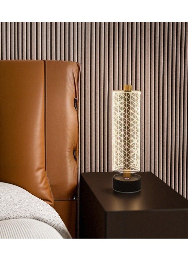 ATM Nordic Small Waist Table Lamp with Patterned Acrylic Shade and Metal Base-Ideal for Bedroom,Living Room,and Study  - Image 3