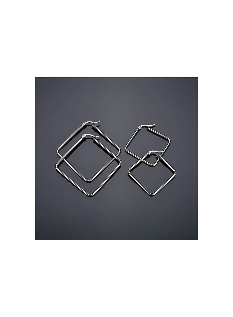 GGOOT Statement Beautiful and Lovely Jewelry Women Square Hoop Earrings Night Club Pub Banquet Cocktail Jewelry Durable and Useful - Image 2