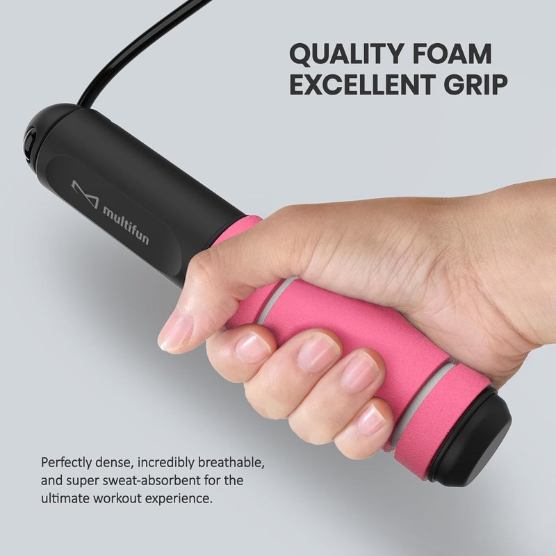 multifun Digital Jump Rope with Smart Counter & Timer - Adjustable Speed Skipping Rope for Fitness, Weight Loss, Boxing, MMA - Tangle-Free Ball Bearings & Anti-Slip Handles for Men, Women, Kids - Image 3