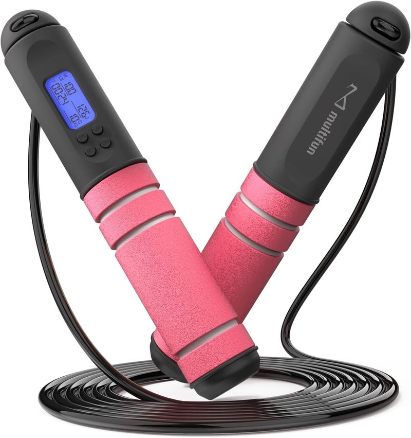 multifun Digital Jump Rope with Smart Counter & Timer - Adjustable Speed Skipping Rope for Fitness, Weight Loss, Boxing, MMA - Tangle-Free Ball Bearings & Anti-Slip Handles for Men, Women, Kids - Image 1