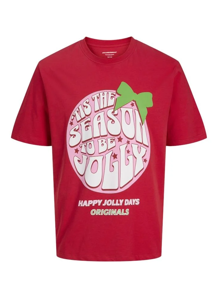 JACK & JONES Christmas Cartoon Regular Fit Crew Neck T-Shirt