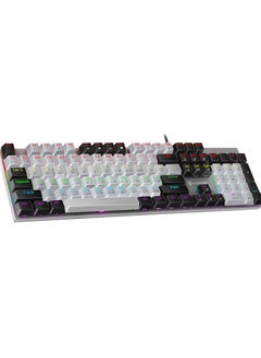 INFOSUN English Arabic Mechanical Gaming Keyboard with RGB LED Rainbow Backlit, 104 Keys Quick Response USB Interface E-sport Waterproof Wired Keyboard for Windows/MacOS/Android PC Gamers - Gray Black  - Image 1