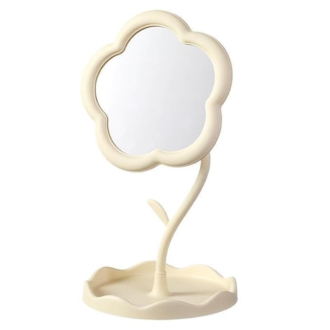 Bindex Flower Makeup Mirror Girl Heart Desktop Desktop Makeup Mirror Womens Dresser Student Dormitory Portable Touch Up Mirror - Image 4