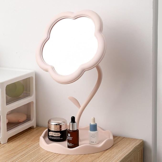 Bindex Flower Makeup Mirror Girl Heart Desktop Desktop Makeup Mirror Womens Dresser Student Dormitory Portable Touch Up Mirror - Image 3
