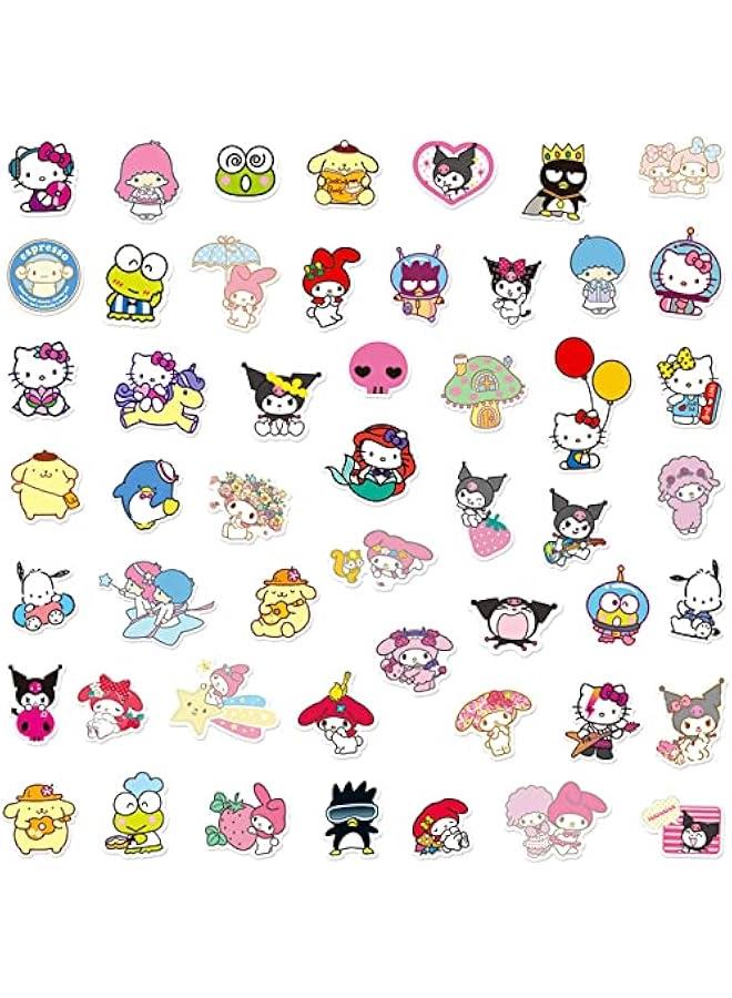 Kids Catoon Stickers Pack 50PCS Cute Stickers Pack Hello Kitty Stickers MyMelody&Kuromi Stickers Cinnamoroll Pompompurin Keroppi Pochaco Stickers Kawaii Sticker Gifts for Kids Teens Girls Adults - Image 2