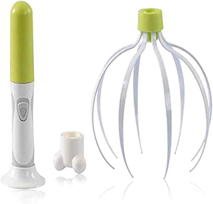 Luckam مدلك كهربائي متعدد الوظائف للعناية بصحة الرأس والرقبة مدلك كامل الجسم على شكل أخطبوط مثلثي من السيليكون صغير محمول مناسب للاسترخاء للرأس والعينين - Image 1