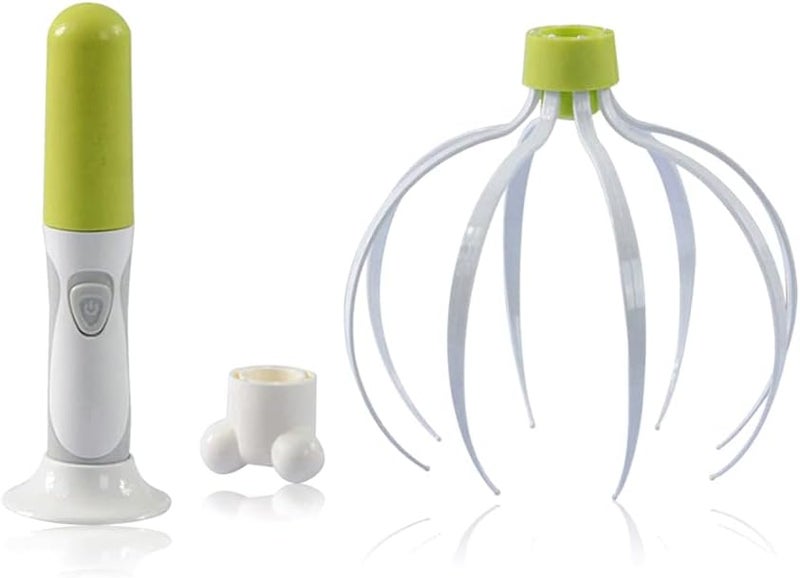 Luckam مدلك كهربائي متعدد الوظائف للعناية بصحة الرأس والرقبة مدلك كامل الجسم على شكل أخطبوط مثلثي من السيليكون صغير محمول مناسب للاسترخاء للرأس والعينين - Image 4