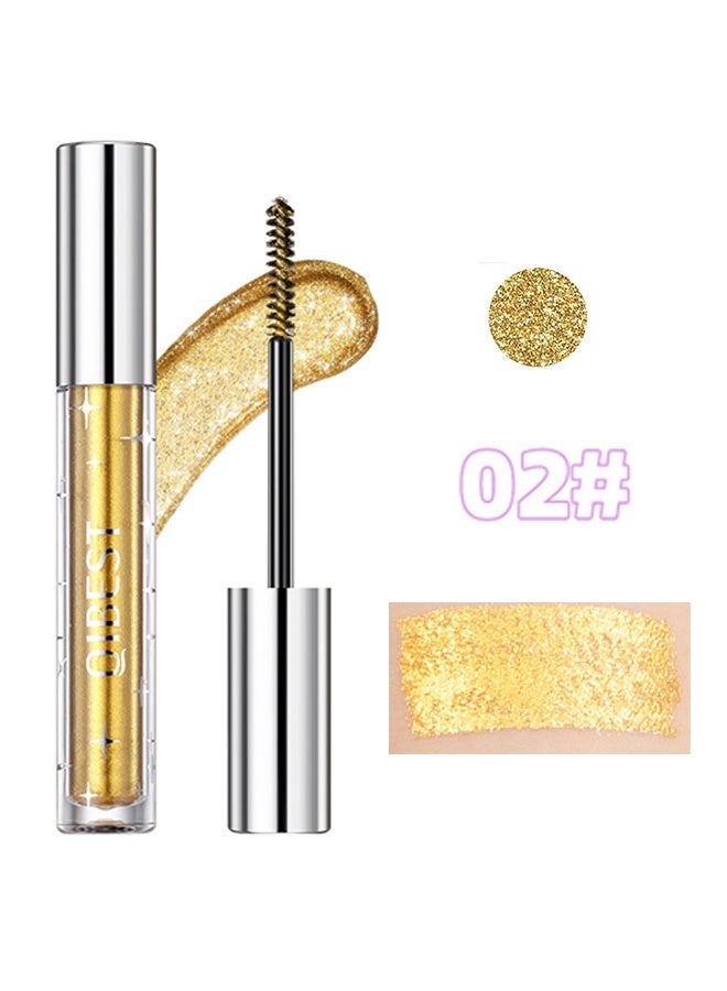 كيو آي بست مسكرة متلألئة - لمكياج عيون براق للغاية. مسكرة ملونة متلألئة للرموش بأحجار الماس اللامعة. مسكرات مكياج لزيادة كثافة وطول الرموش 2#ذهب. - Image 2