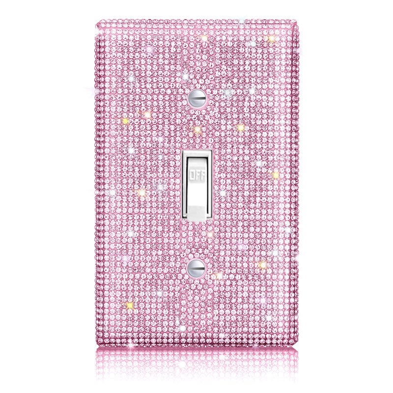 Shiny Rhinestones Wall Plate Light Switch Cover Plate Decorative Wall Bling Outlet Cover for Bedroom Accessories Home DecorSingle Gang Toggle Light SwitchPink