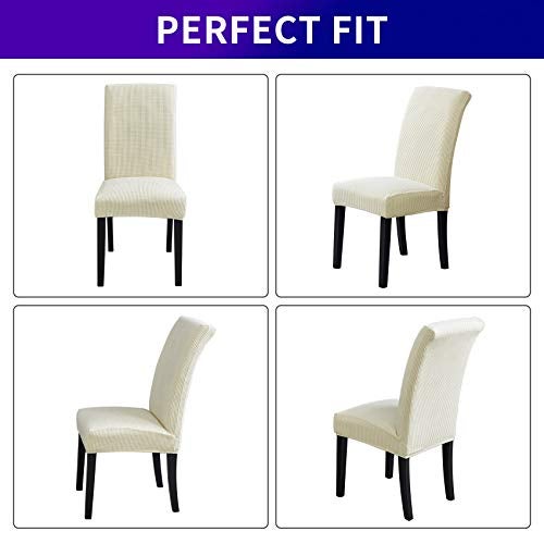 Howhic Stretch Chair Covers for Dining Room Set of 8, Removable Washable Dining Room Chair Covers, Dining Chair Slipcovers Seat Protectors, Great Decor for Home and Banquet (Ivory, 8 Pack) - Image 4