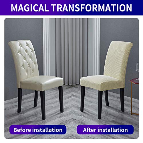 Howhic Stretch Chair Covers for Dining Room Set of 8, Removable Washable Dining Room Chair Covers, Dining Chair Slipcovers Seat Protectors, Great Decor for Home and Banquet (Ivory, 8 Pack) - Image 5
