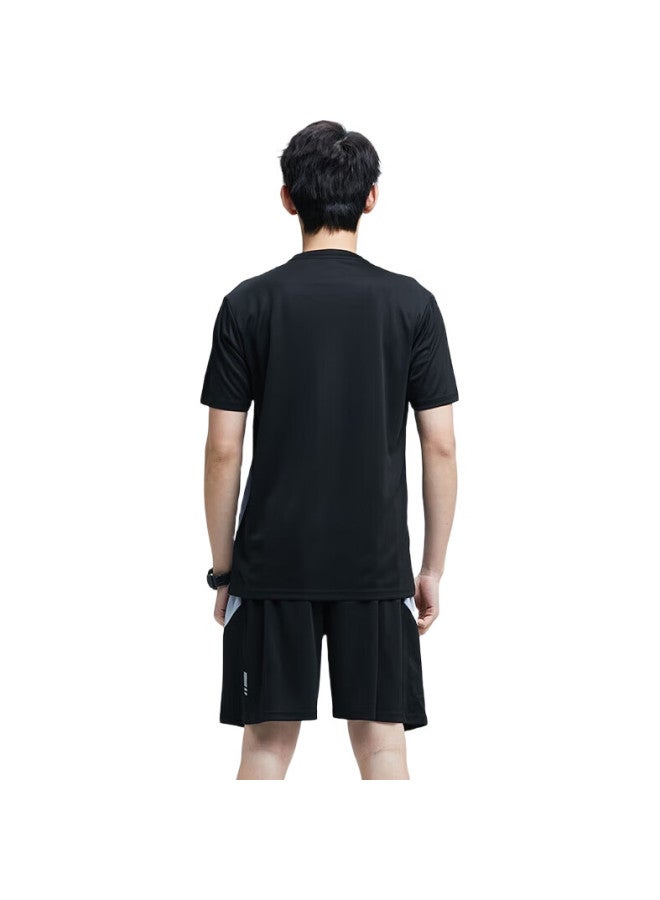 BURUITE Men'S Sports Set, Summer Fitness Clothing, Quick-Dry Short-Sleeve T-Shirt, Basketball And Badminton Training Shorts, Running Gear - Image 3