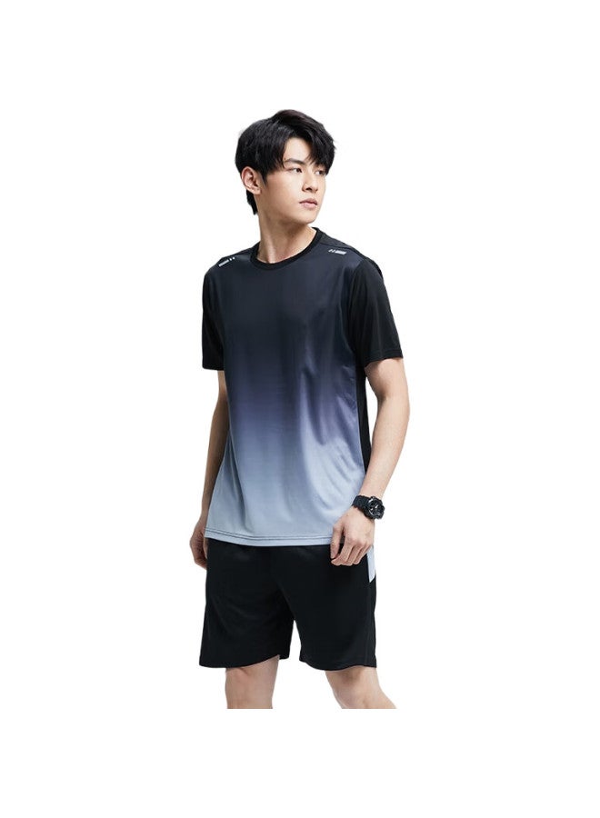BURUITE Men'S Sports Set, Summer Fitness Clothing, Quick-Dry Short-Sleeve T-Shirt, Basketball And Badminton Training Shorts, Running Gear - Image 1