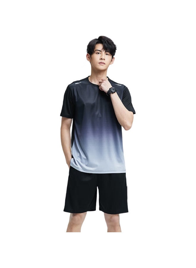 BURUITE Men'S Sports Set, Summer Fitness Clothing, Quick-Dry Short-Sleeve T-Shirt, Basketball And Badminton Training Shorts, Running Gear - Image 2
