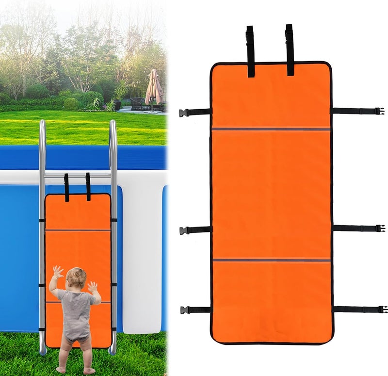 Feoang Pool Ladder Safety Guard,19.7 X 49.2in Pool Ladder Guard Safety Net Child Safety Pool Ladder Above Ground Bunk Bed Ladder Safety Cover for Prevent Kids from Climbing,Falling,Drowning - Image 1