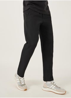 Mid Rise Straight Fit Track Pant with Drawstring by Styli