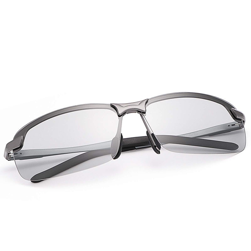 YIMI Polarized Photochromic Driving z87 Sunglasses For Men Day and Night safety glasses (Gun Frame) - Image 1