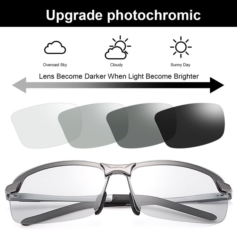 YIMI Polarized Photochromic Driving z87 Sunglasses For Men Day and Night safety glasses (Gun Frame) - Image 3