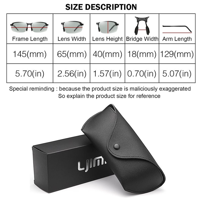 YIMI Polarized Photochromic Driving z87 Sunglasses For Men Day and Night safety glasses (Gun Frame) - Image 5