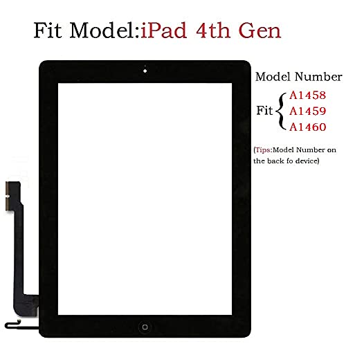 Zentop Touch Screen Digitizer Replacement for Black iPad 4 4th Generation A1458 A1459 A1460 Glass Assembly Repair Kit with Frame Bezel,Tools. - Image 2