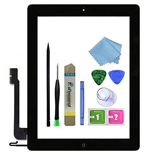 Zentop Touch Screen Digitizer Replacement for Black iPad 4 4th Generation A1458 A1459 A1460 Glass Assembly Repair Kit with Frame Bezel,Tools. - Image 1