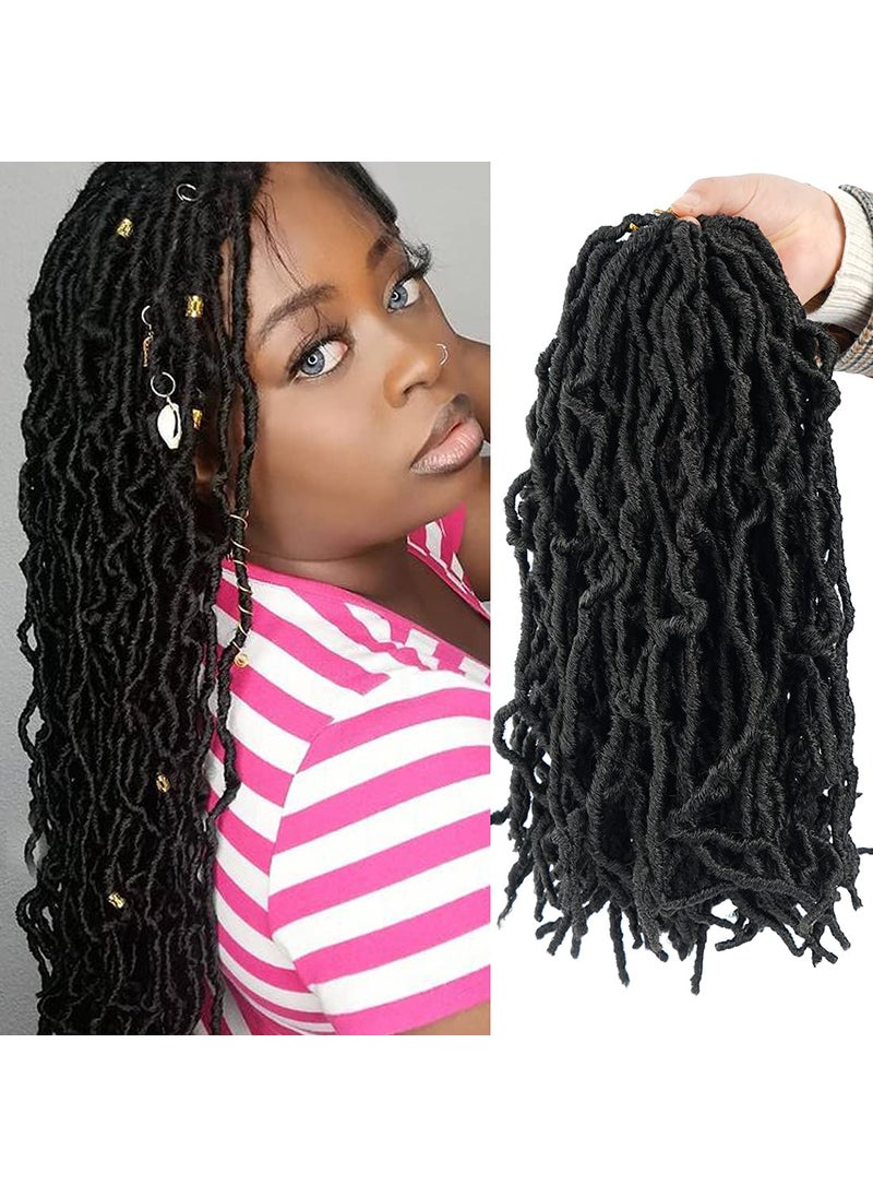 Youngther Youngther New Faux Locs Crochet Hair 14 Inch 6 Packs Fashion Extended Soft Locs for Black Women Most Natural Locs Crochet Braiding Hair Curly Wavy Pre-Looped Goddess Locs Braids Hair Extensions(1B) 