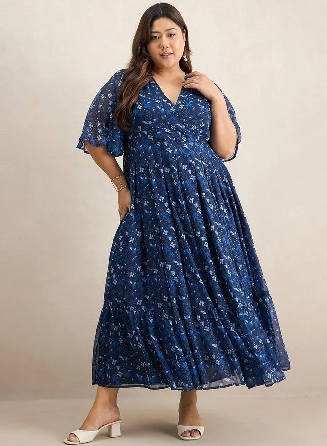 Femmella Femmella Plus Size All-Over Floral Print Tiered Maxi Dress