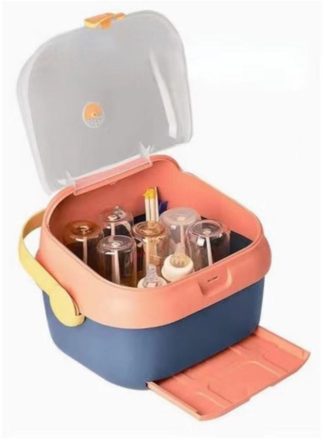 Arabest Portable Baby Bottle Drying Rack with Drainer Nursing Cutlery Box Container  - Image 3