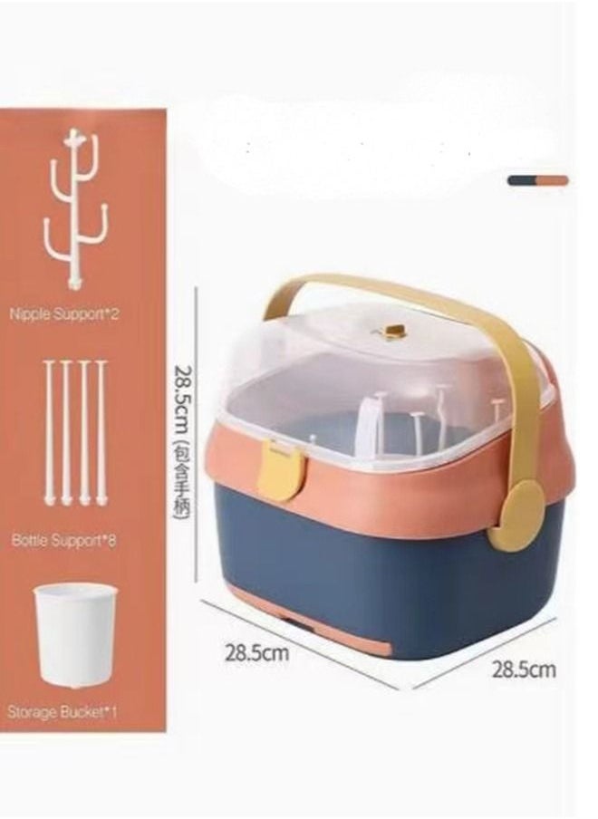 Arabest Portable Baby Bottle Drying Rack with Drainer Nursing Cutlery Box Container  - Image 4