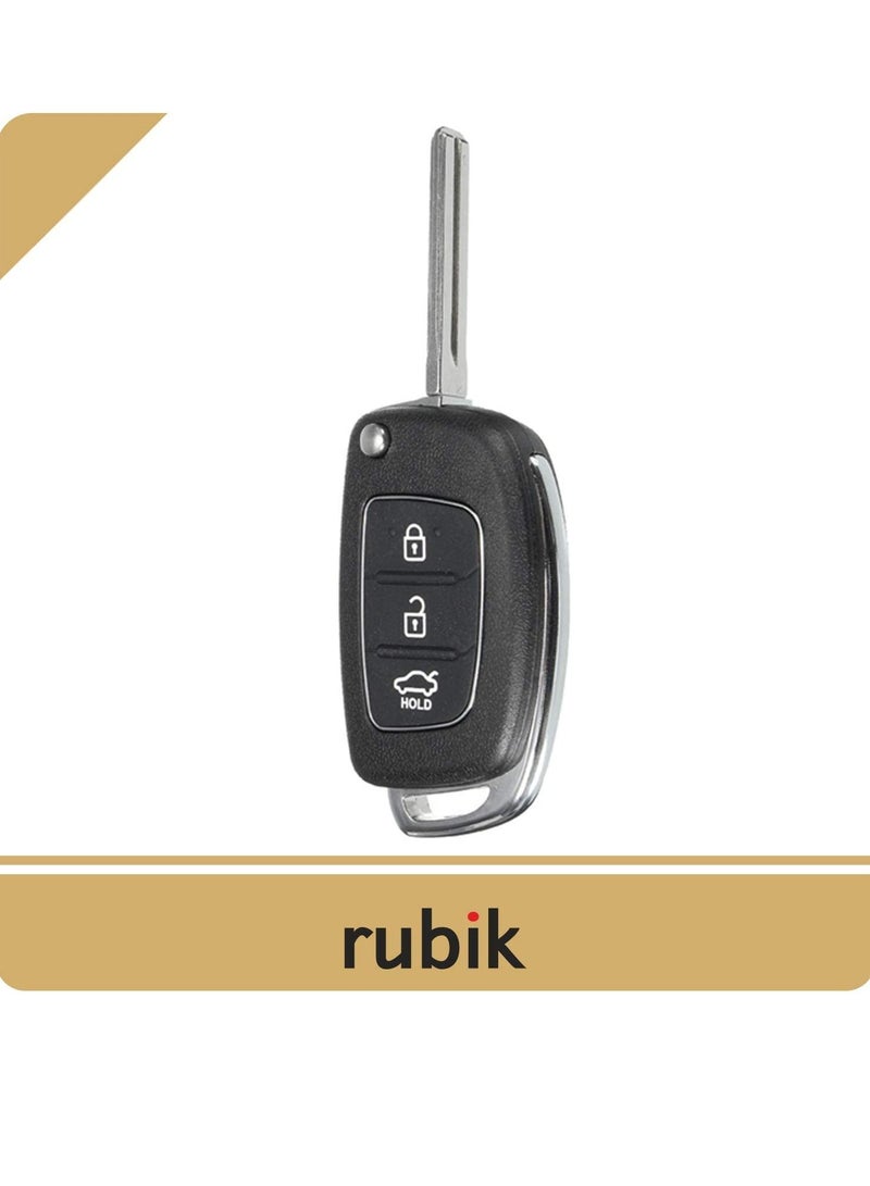 Rubik غطاء مفتاح غير مقطوع بثلاثة أزرار لسيارة HYUNDAI Tucson Elantra Santa Fe Solaris ix35 ix45 i20، غطاء بديل لجهاز التحكم عن بعد للسيارة غطاء مفتاح قلاب (شفرة أخدود مركزية) - Image 3