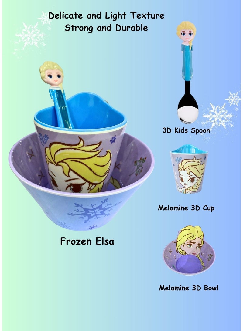 Disney Melamine Dinner Set – Lightweight, Durable Bowl, Cup & Stainless Steel Spoon Theme Elsa Frozen CharacterMelamine Dinner Set – Lightweight, Durable Bowl, Cup & Stainless Steel Spoon Theme Elsa Frozen Character - Image 5