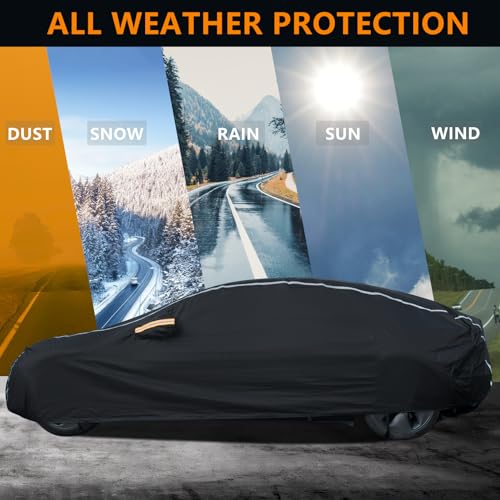 WMCHEYI Car Cover Waterproof All Weather, 6 Layers Car Covers for Automobiles, Full Exterior Cover with Zipper, Outdoor Car Cover Sun UV Rain Snow Wind Protection, Fit for 180"(180*70*59 inch)Sedan - Image 4