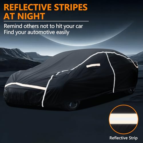 WMCHEYI Car Cover Waterproof All Weather, 6 Layers Car Covers for Automobiles, Full Exterior Cover with Zipper, Outdoor Car Cover Sun UV Rain Snow Wind Protection, Fit for 180"(180*70*59 inch)Sedan - Image 3