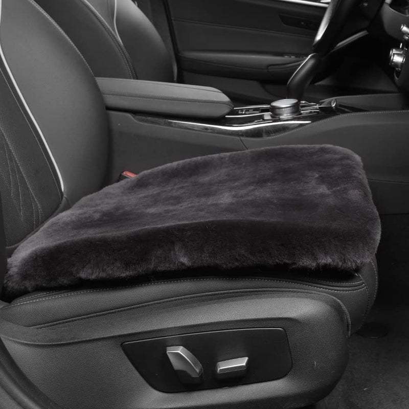 Brownmonkey Car Seat Cover/Pad, Soft Rabbit Fur Cover, Fluffy Plush Vehicle Protector Pad with Non-Slip Backing (Dark Grey 1 Front 20x20) - Image 3