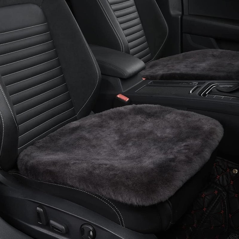 Brownmonkey Car Seat Cover/Pad, Soft Rabbit Fur Cover, Fluffy Plush Vehicle Protector Pad with Non-Slip Backing (Dark Grey 1 Front 20x20) - Image 1