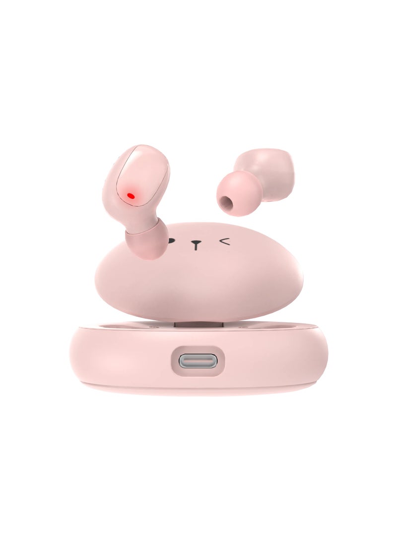 porodo Soundtec Kid's True Wireless Earbuds / Safe & Clear Sound / Easy Pairing / Touch Controls /20H Play Time with Charging Case / Superior Mic, Voice Assistant / Comfortable Fit - Pink - Image 5