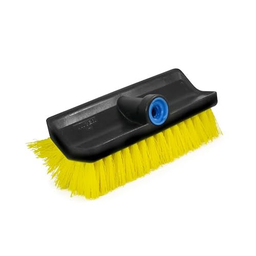 Unger Professional HydroPower Lock-On 10” Bi-Level Scrub Brush, Cleaning Supplies, Scrubber Tool, Compatible with Waterflow Poles, Use in Garage, Driveway, Deck, Concrete, Cement, and Brick - Image 1